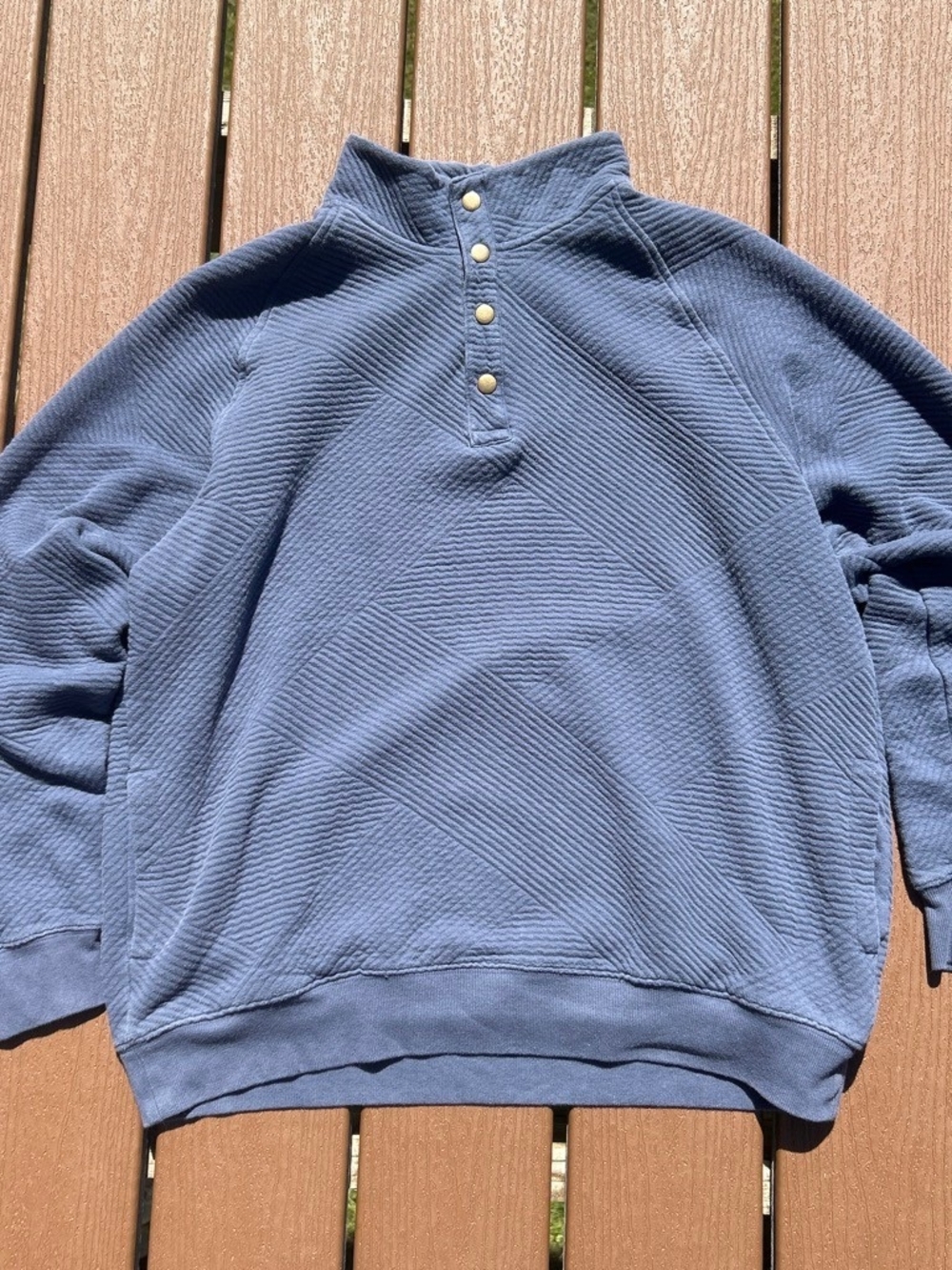 Goodfellow & Co Men's Quilted Half-Snap Pullover Sweater - Blue Size L